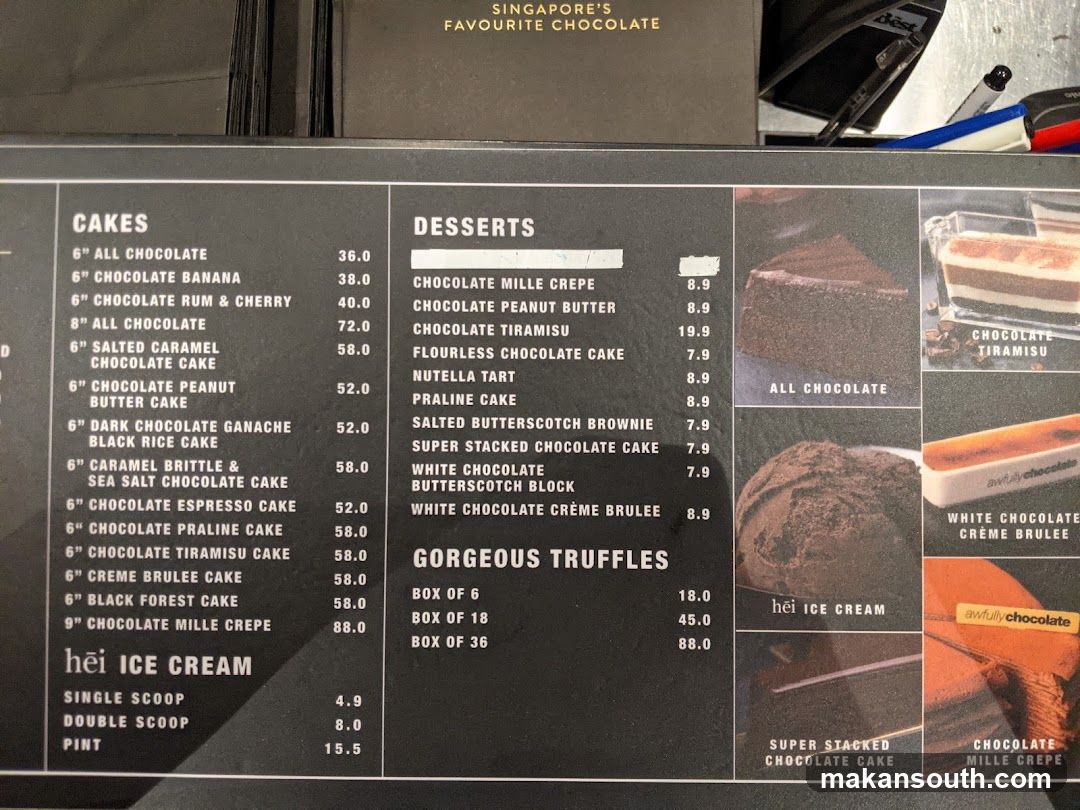 Chocolate Dessert Menu