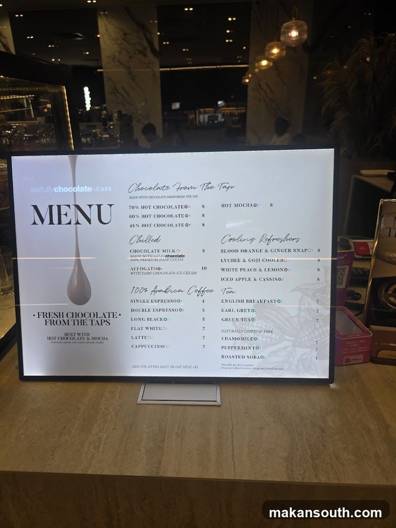 Chocolate Cafe Menu Board