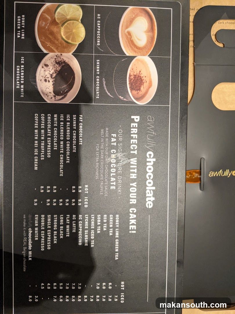awfully chocolate menu