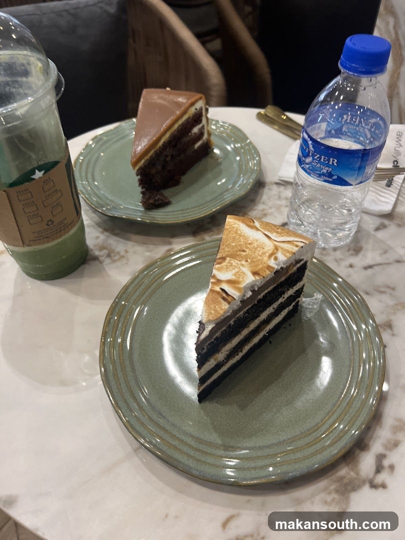 Cake and Drink on Table