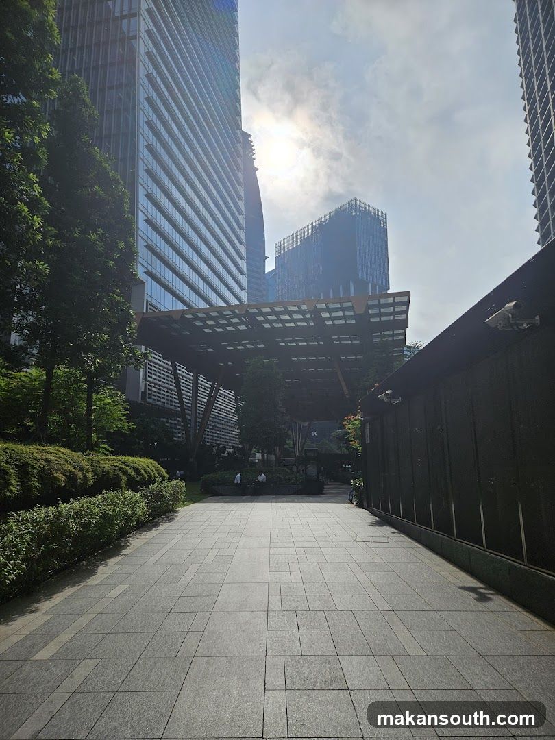 Urban pathway with modern architecture