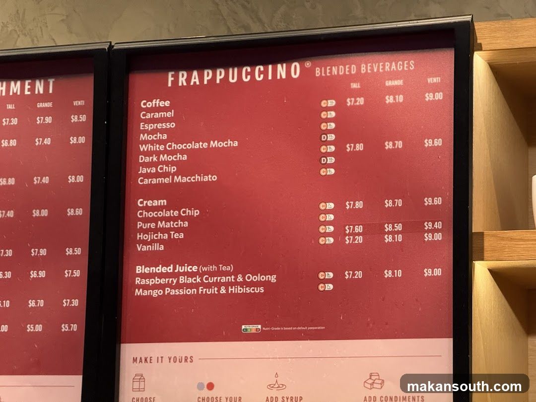 Frappuccino Blended Beverages Menu Board