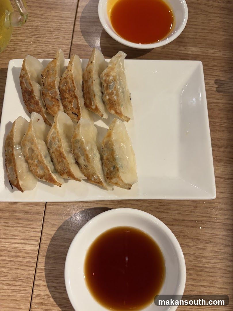 Gyoza with dipping sauces