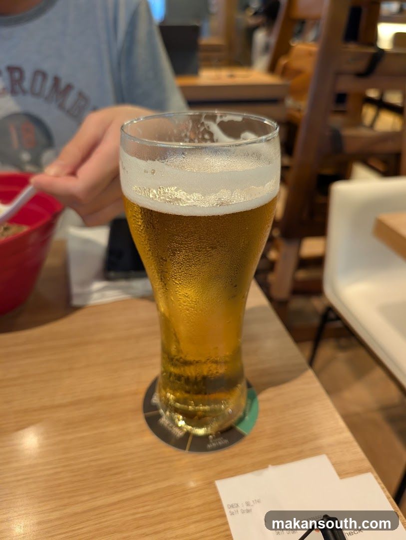 Beer in a glass at a restaurant
