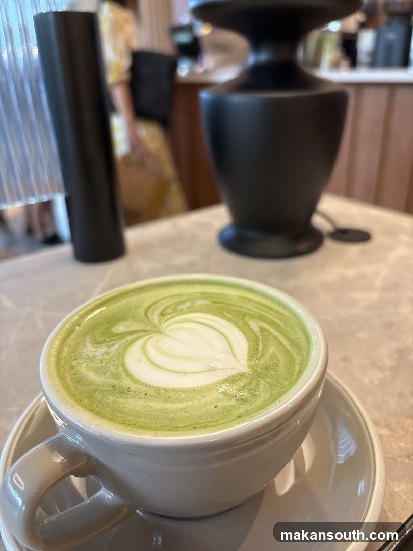 Matcha Latte with Heart Art