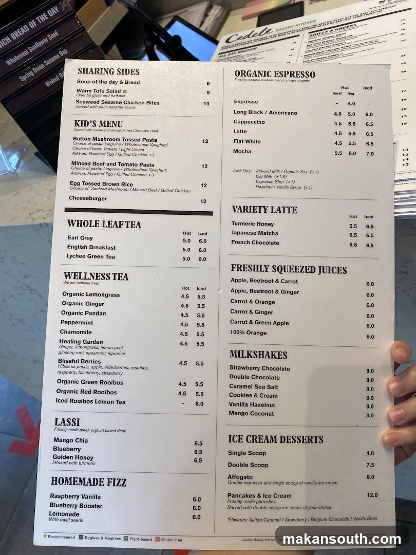 Cafe Menu