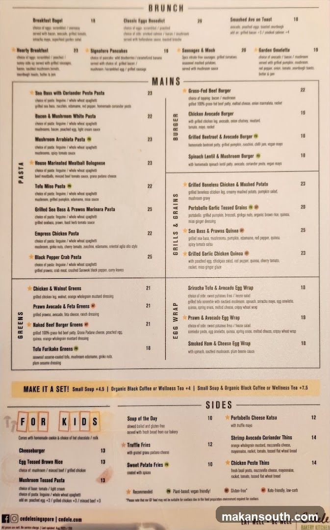Cedelle Bakery & Cafe Menu