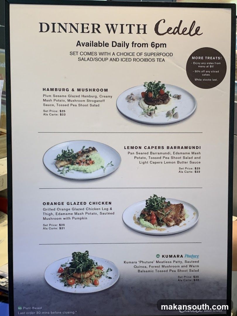 Dinner with Cedele Menu Board