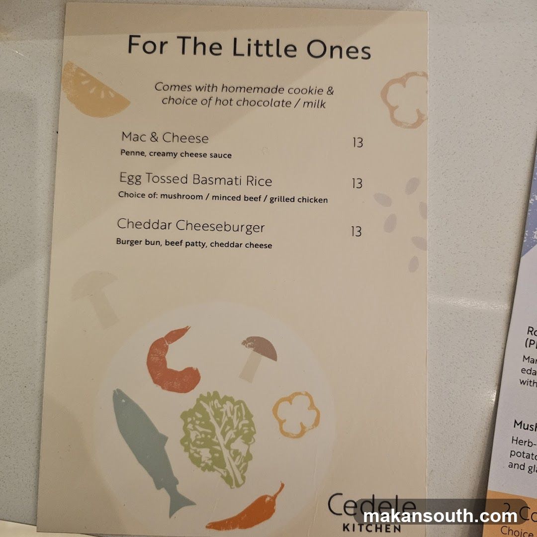 Cedele Kitchen Children's Menu