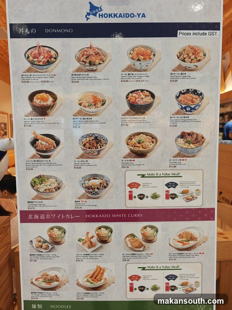 Hokkaido-Ya Menu Board