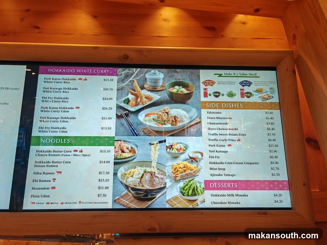Hokkaido White Curry Menu Board