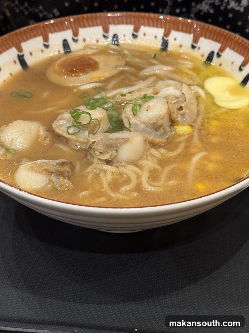 Bowl of Ramen with Clams and Corn