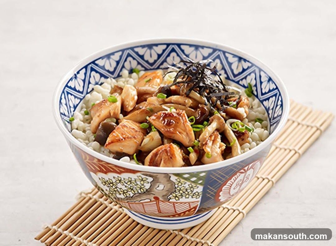 Bowl of Rice with Chicken and Mushrooms