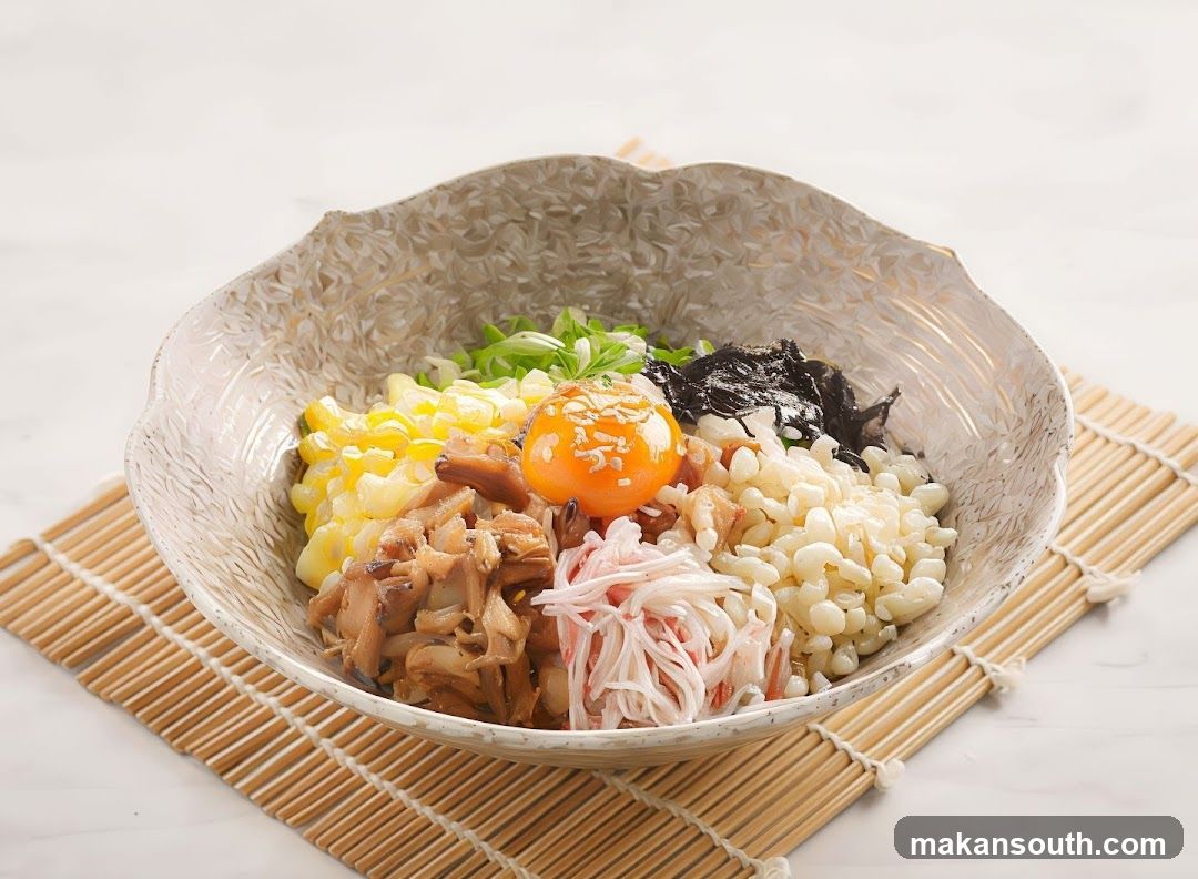Bowl of Mixed Rice with Egg and Toppings