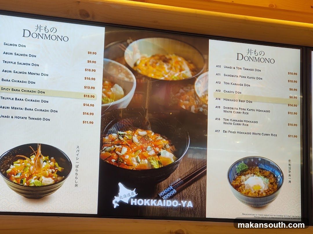 Hokkaido-Ya Don Menu Board