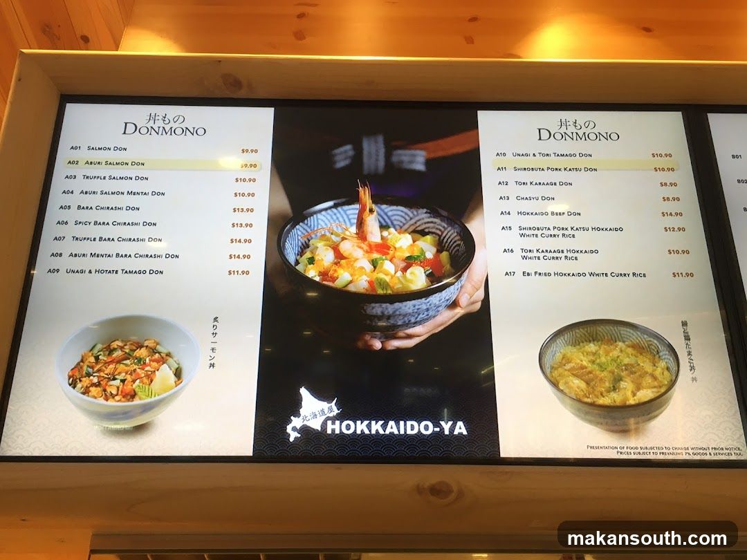 Hokkaido-Ya Don Menu Board