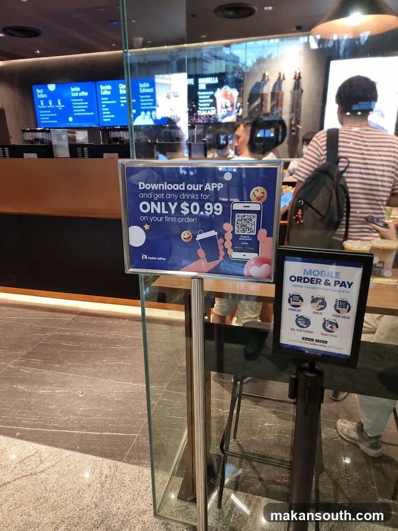 Coffee Shop Interior with App Promotion Signage