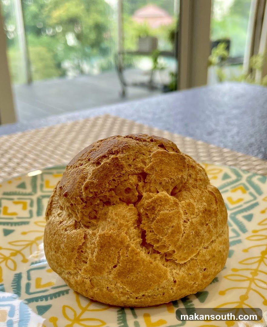 Baked Bread Loaf on Patterned Plate