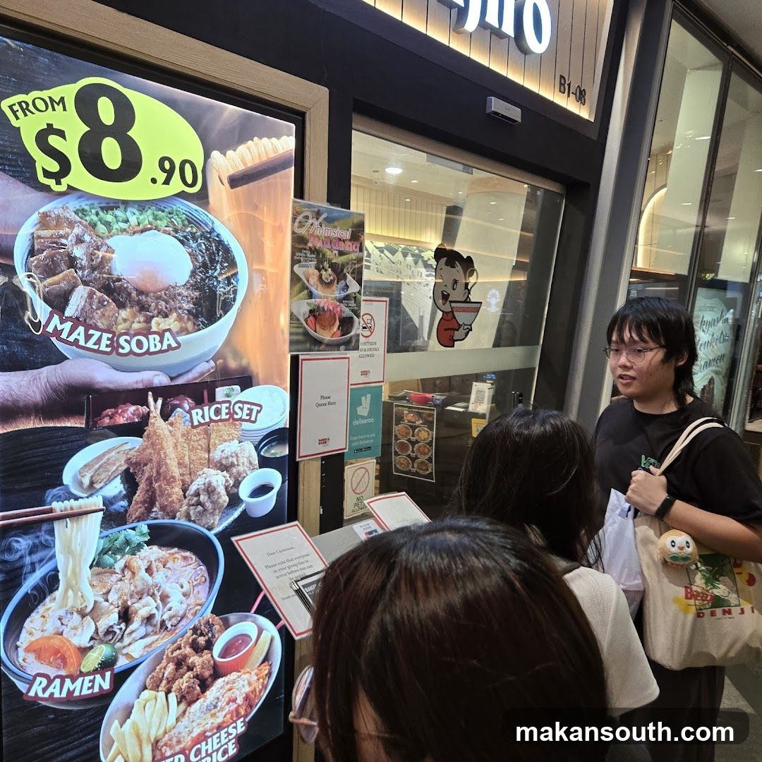 Food Storefront Display with Customers