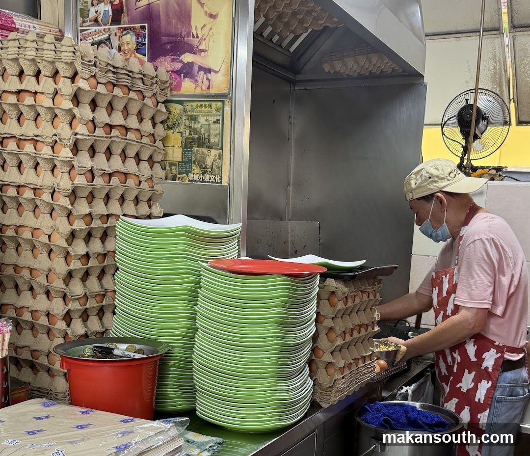 Food Stall Interior with Eggs and Plates