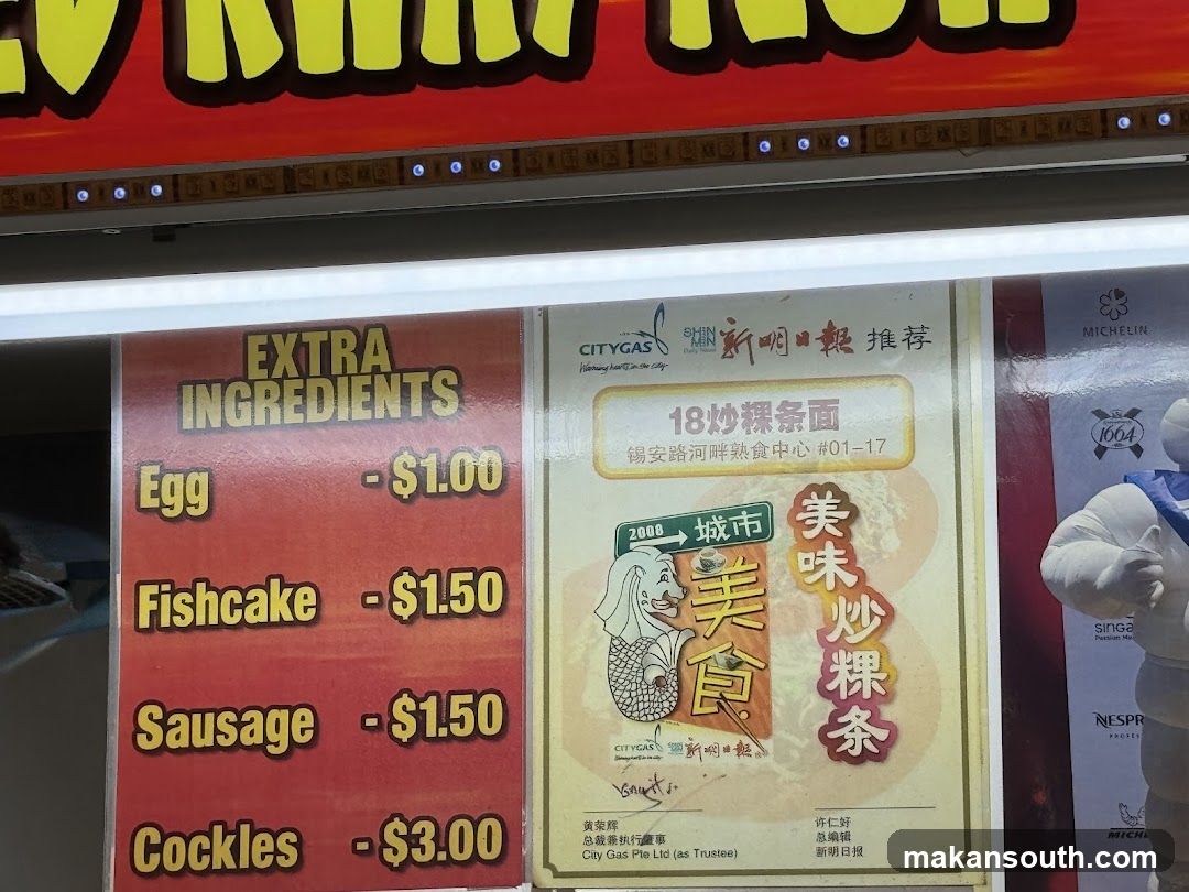 Extra Ingredients Menu Board