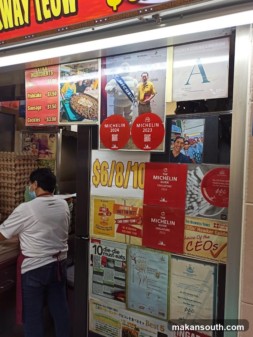 Hawker Stall Entrance with Michelin Awards and Menu Board