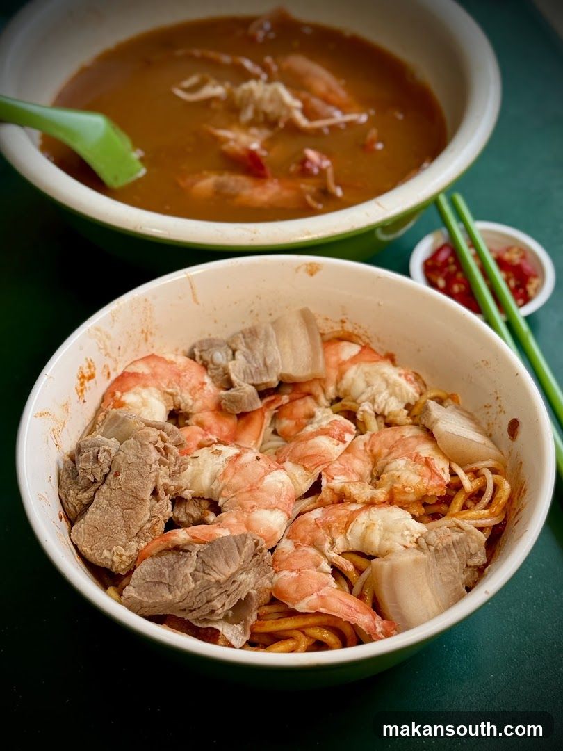 Shrimp and Beef Noodle Bowl with Soup