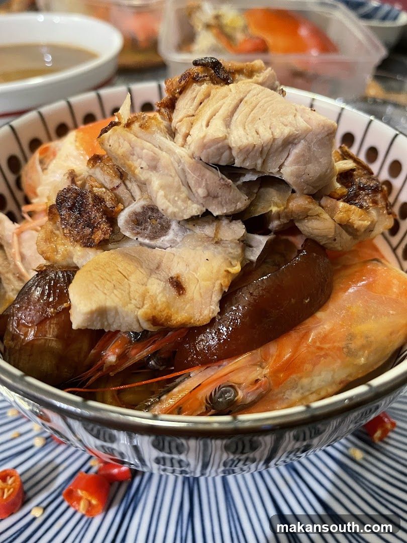 Bowl of Steamed Seafood and Meat