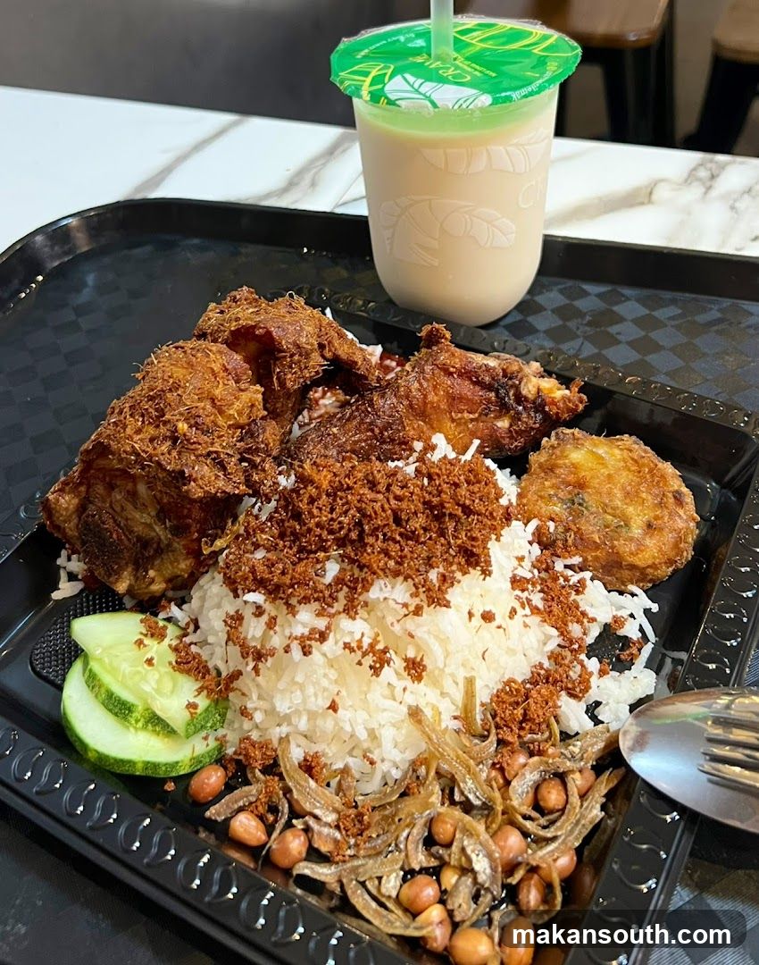 Fried Chicken Rice Plate with Drink