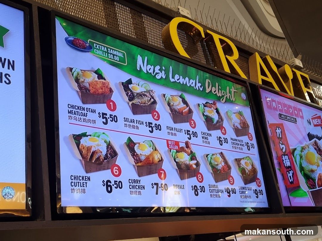 Nasi Lemak Delight Menu Board