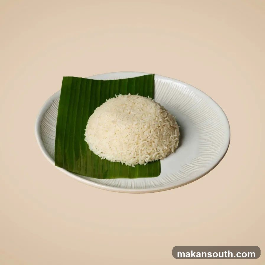 Rice on Banana Leaf