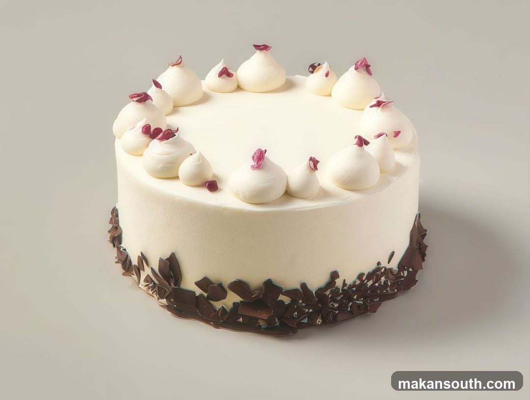 Decorated Cake with Meringue and Chocolate Shavings