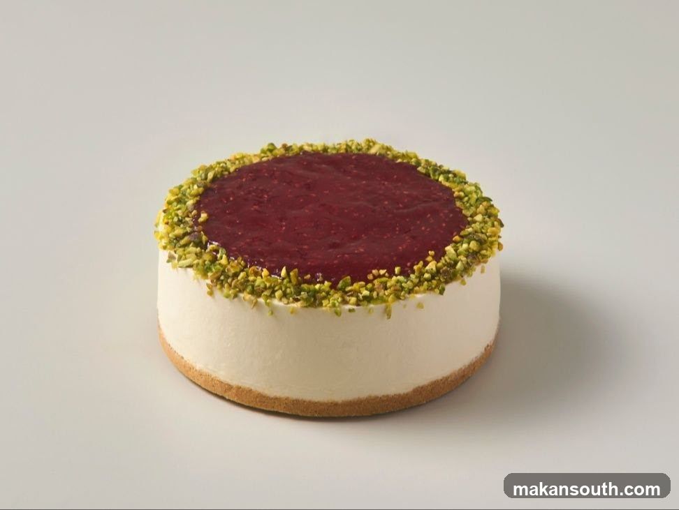 Pistachio Cheesecake with Raspberry Topping