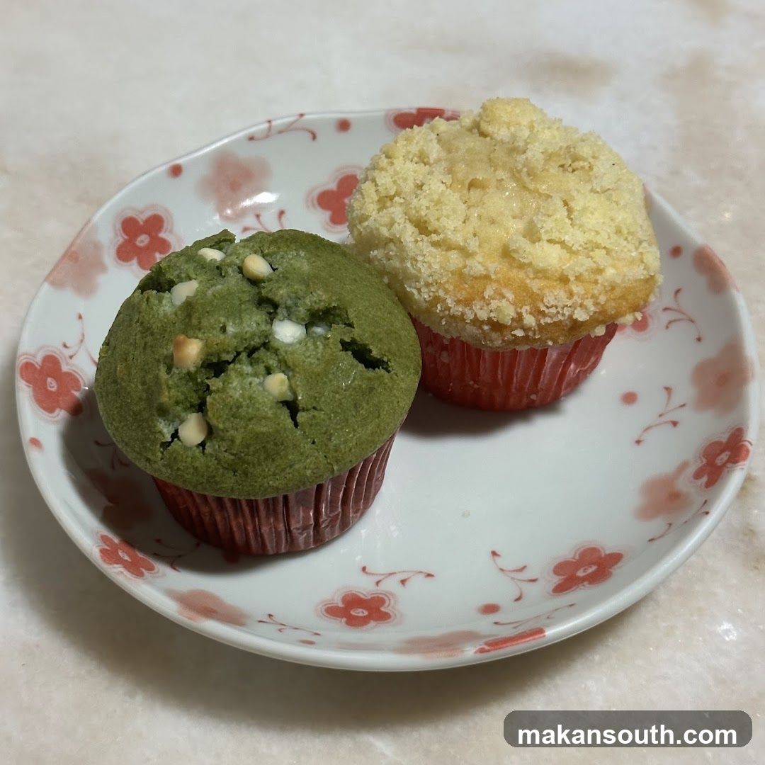 Muffins on a floral plate