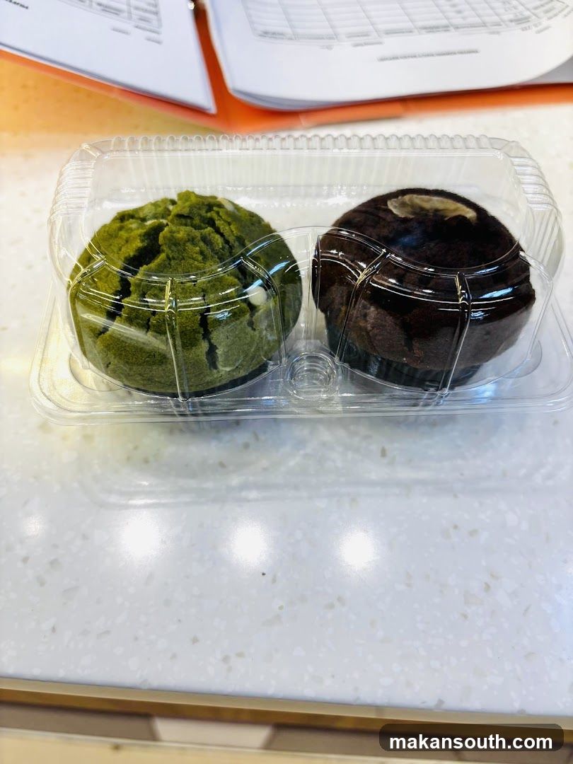 Matcha and Chocolate Muffins in Clear Container
