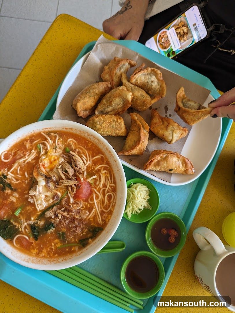 Food Tray with Noodles and Dumplings
