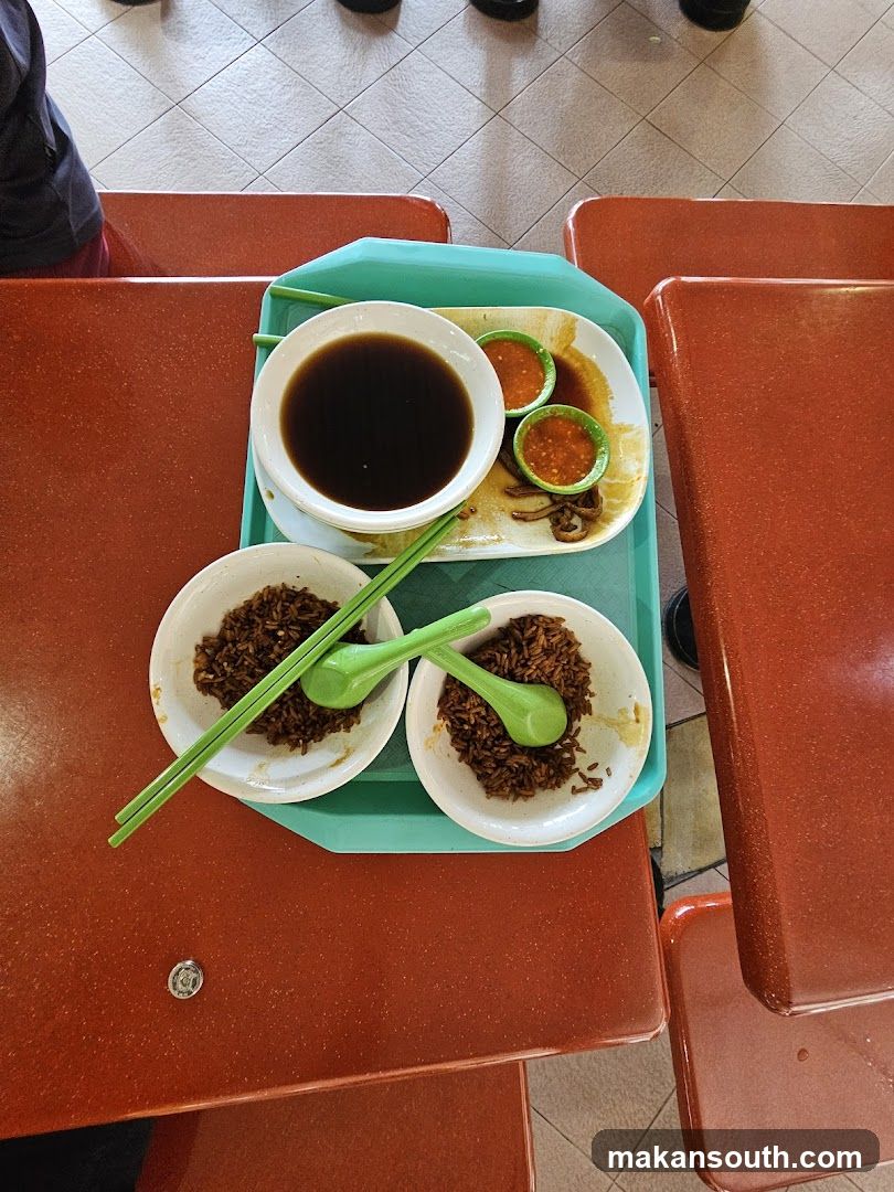 Food Tray with Rice and Sauces