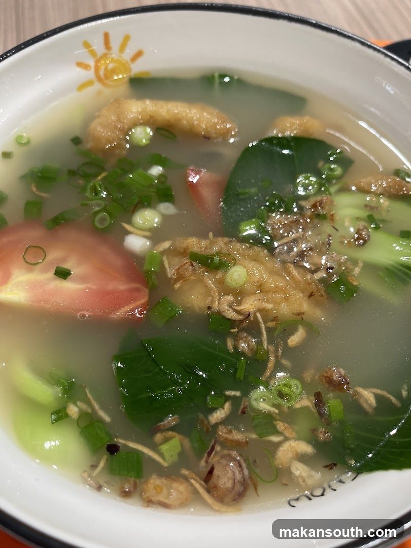 Bowl of Soup with Vegetables and Garnish