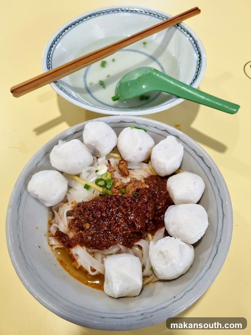Fish Ball Noodle Bowl with Chili Paste