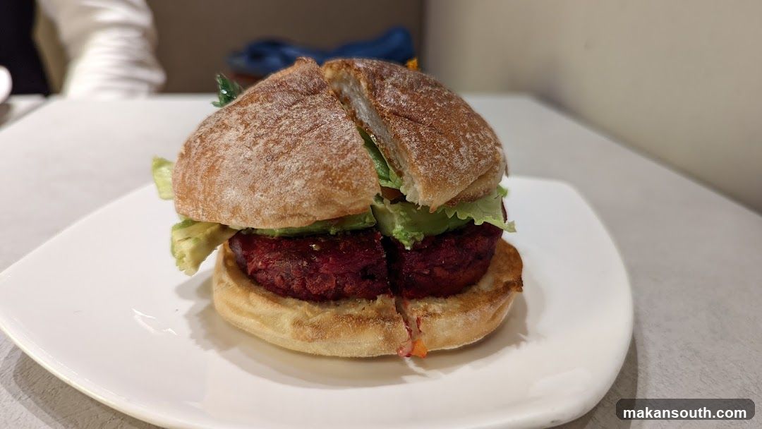 Beetroot Burger on a White Plate