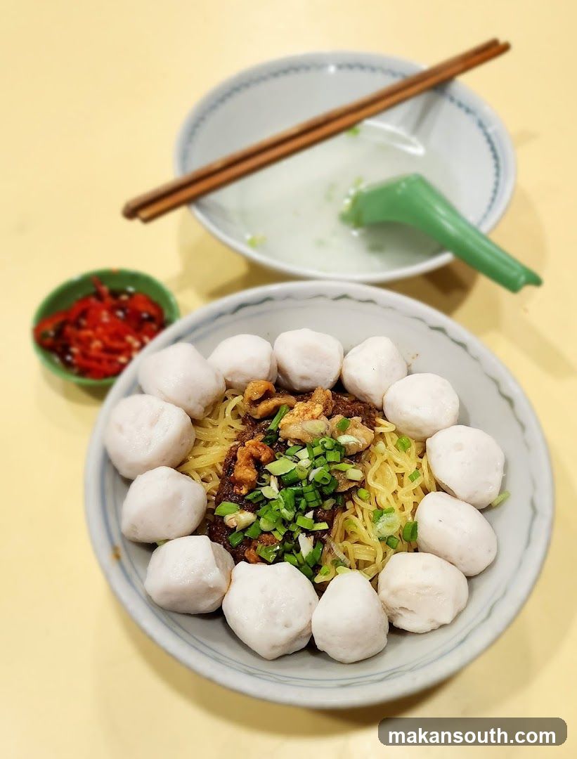 Fish Ball Noodle Dish with Chili Sauce