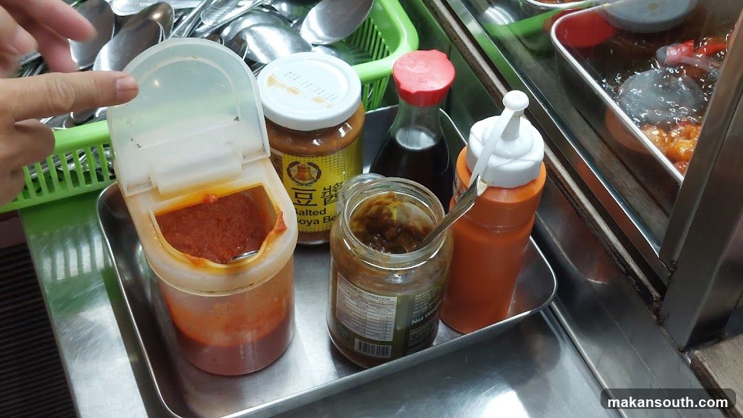 Condiment Station at Food Stall