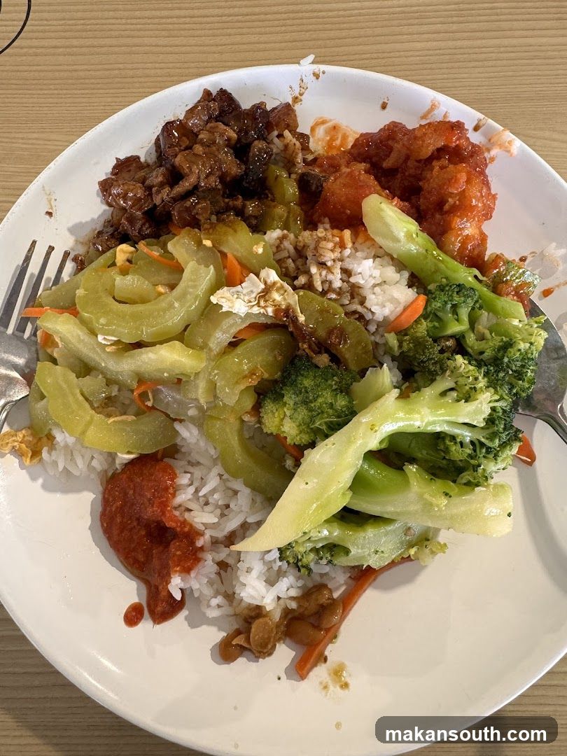 Plate of Fried Rice with Vegetables and Meat