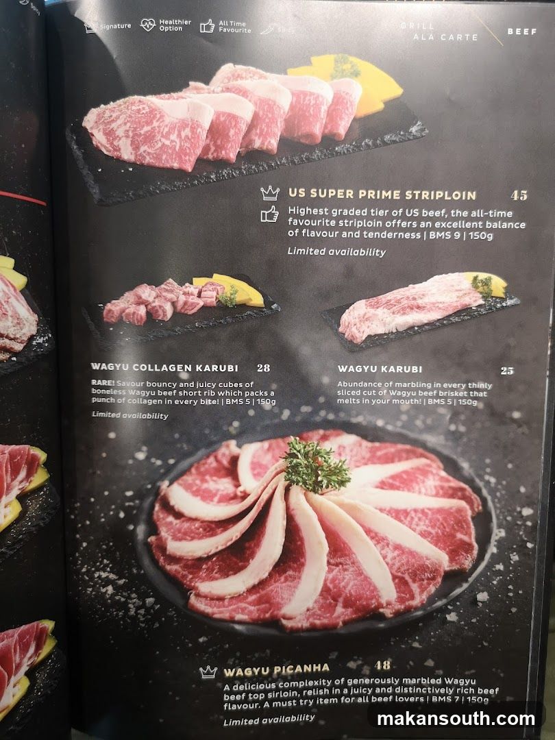 Wagyu Beef Menu Page