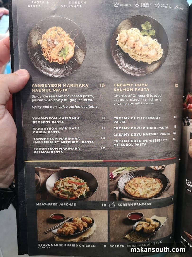 Korean Pasta Menu Page