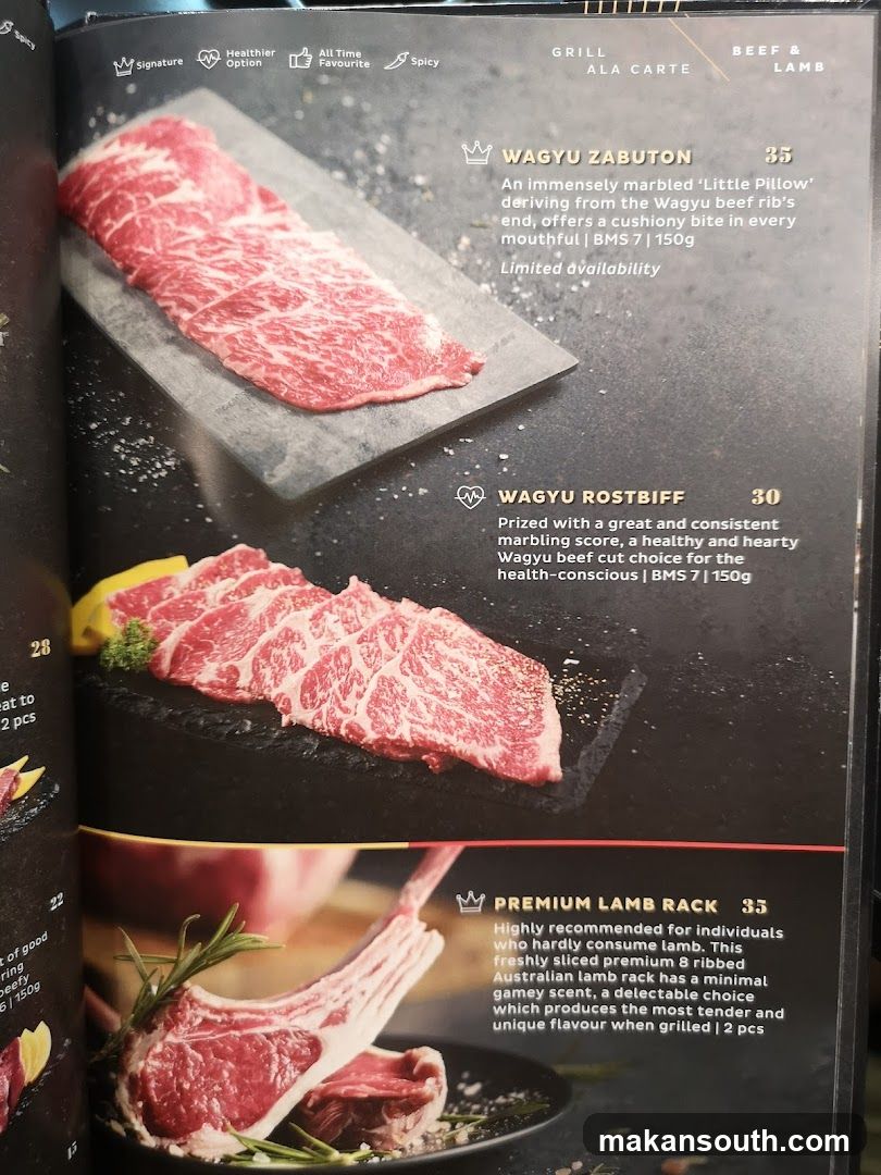 Wagyu and Lamb Menu Page