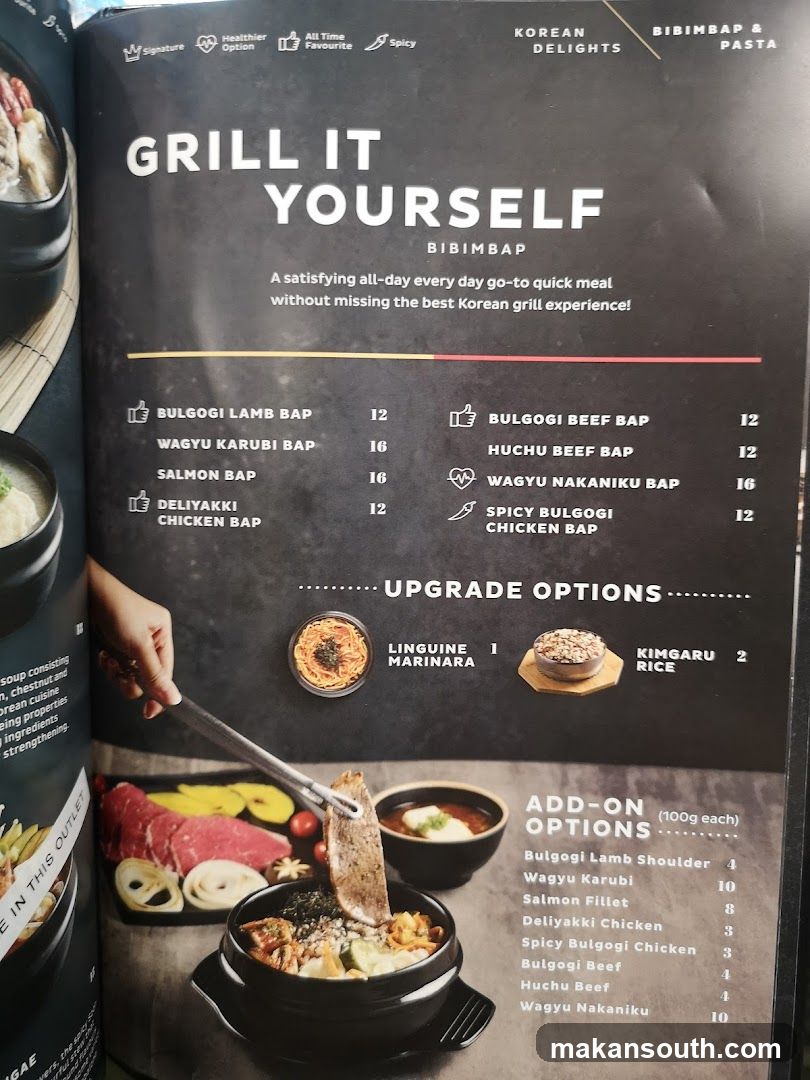 Grill It Yourself Bibimbap Menu