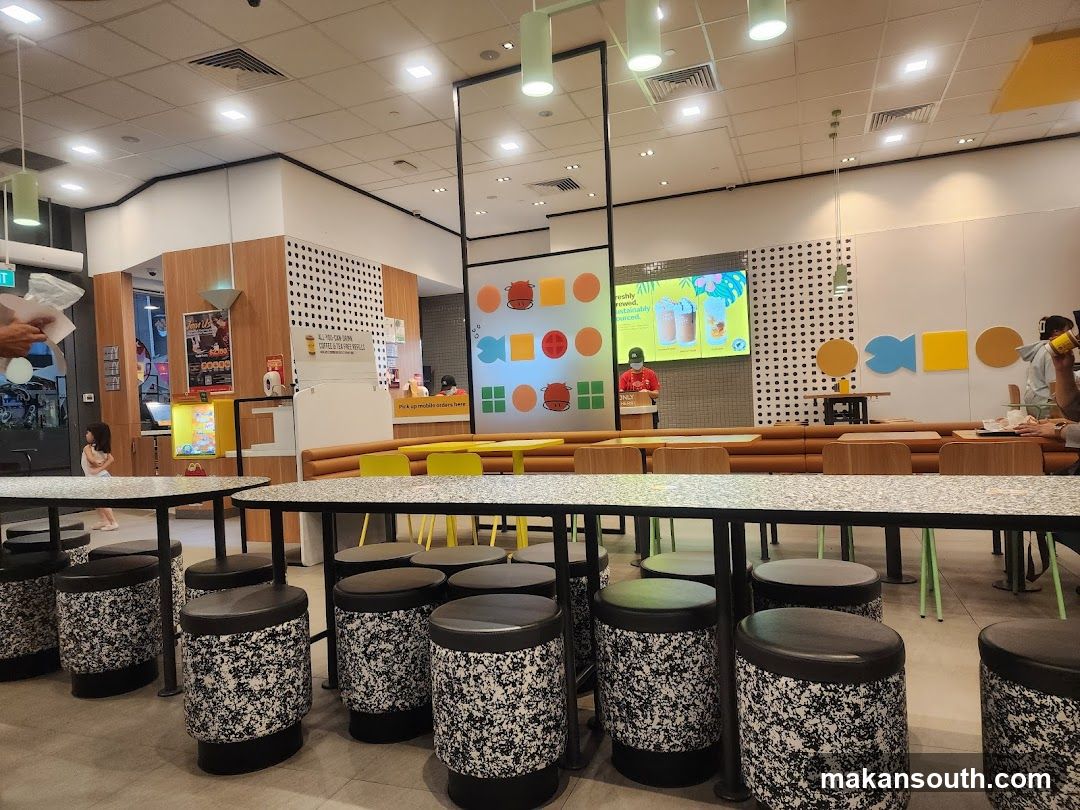 Fast Food Interior with Self-Service Kiosks