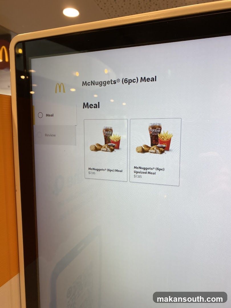 McDonald's Burgers Menu Screen