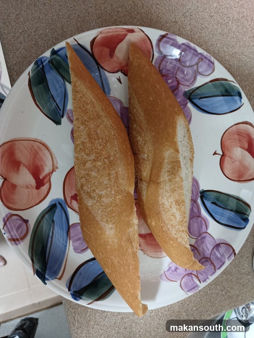 Baguette on decorative plate